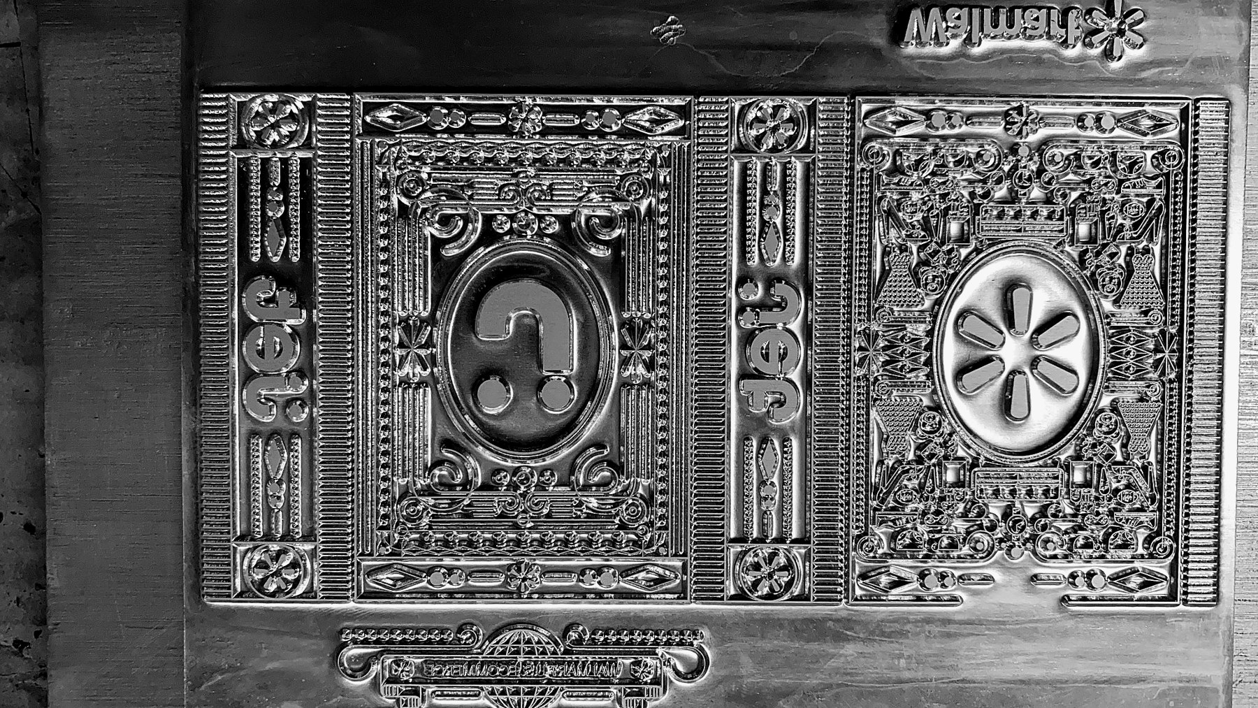 Engraved magnesium die detail